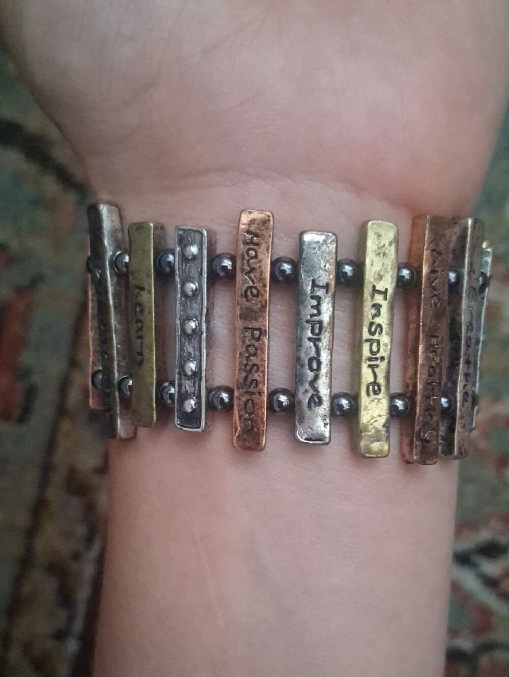 Source Unknown Two-Tone Inspirational Bar Stretch Bracelet - Gold & Silver